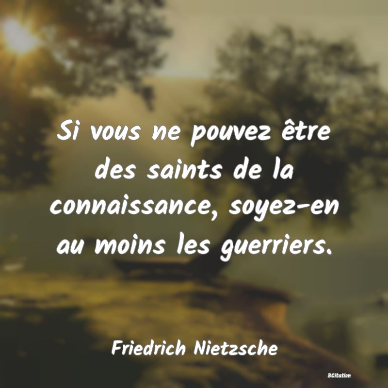 image de citation: Si vous ne pouvez être des saints de la connaissance, soyez-en au moins les guerriers.