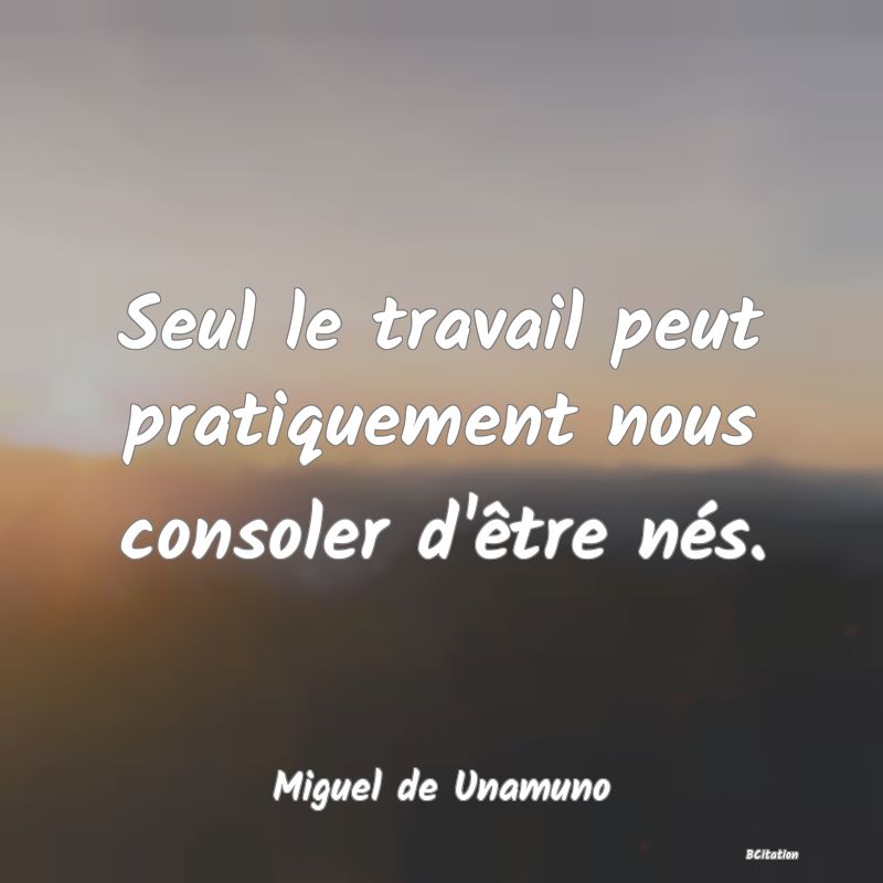 image de citation: Seul le travail peut pratiquement nous consoler d'être nés.