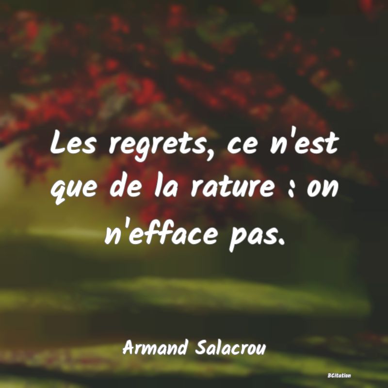 image de citation: Les regrets, ce n'est que de la rature : on n'efface pas.