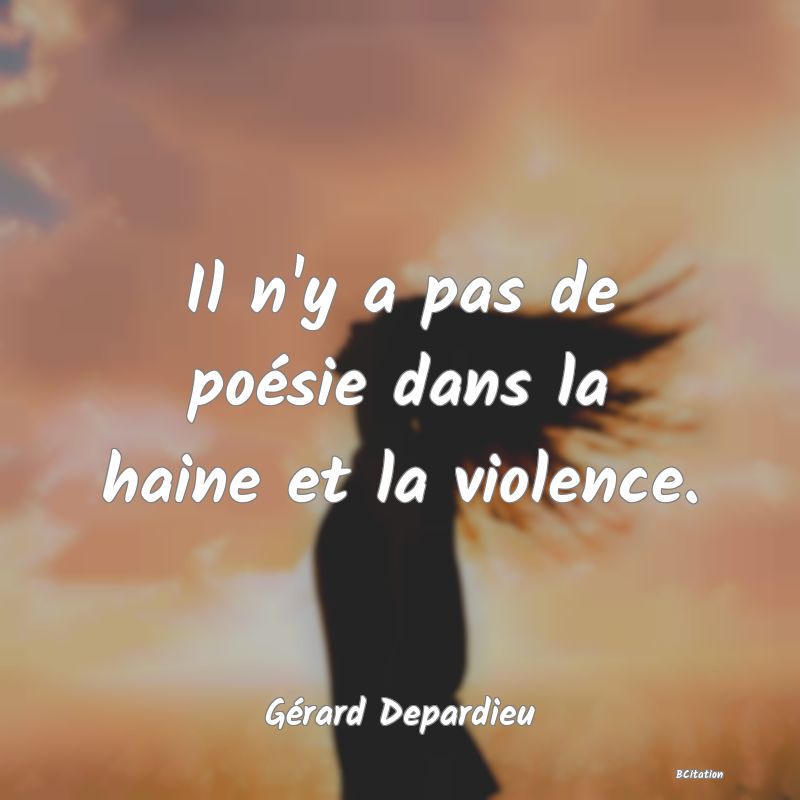 image de citation: Il n'y a pas de poésie dans la haine et la violence.