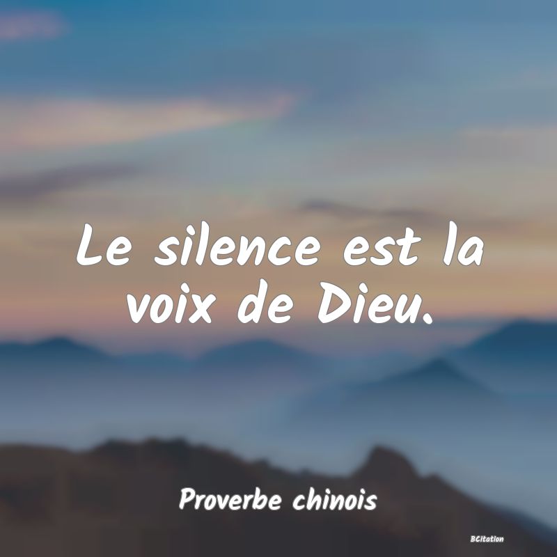 image de citation: Le silence est la voix de Dieu.