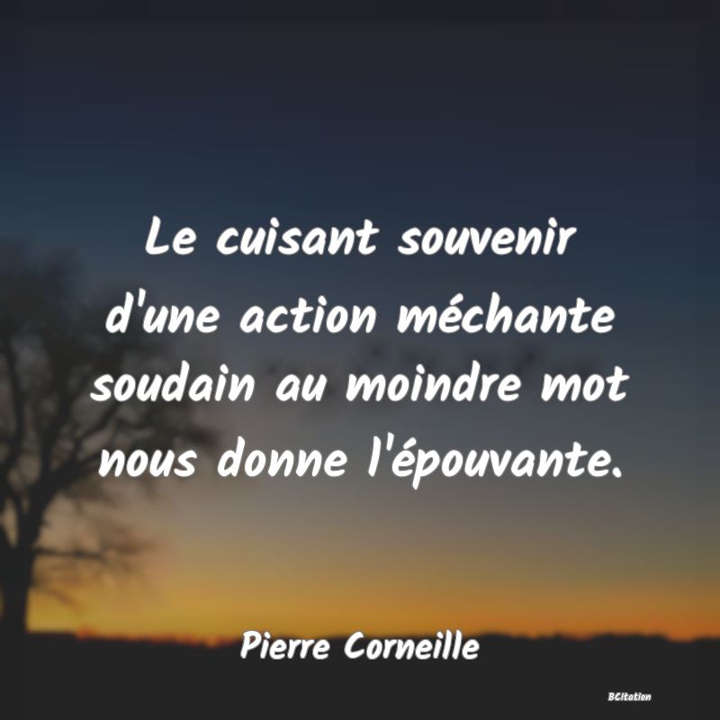 image de citation: Le cuisant souvenir d'une action méchante soudain au moindre mot nous donne l'épouvante.