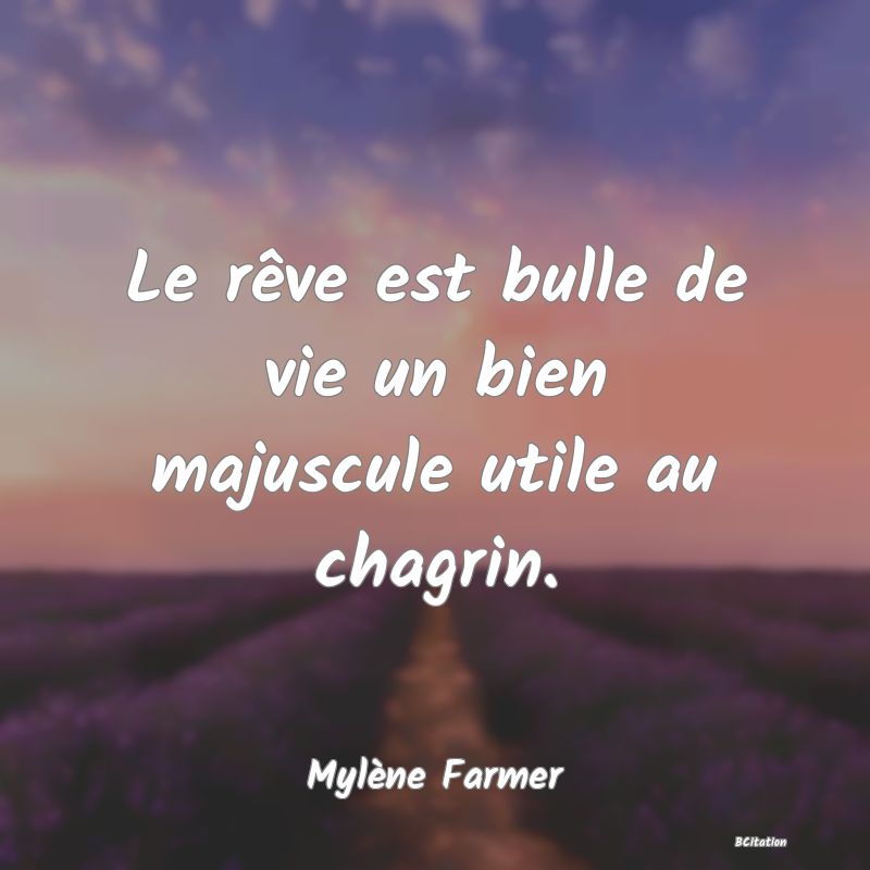 image de citation: Le rêve est bulle de vie un bien majuscule utile au chagrin.