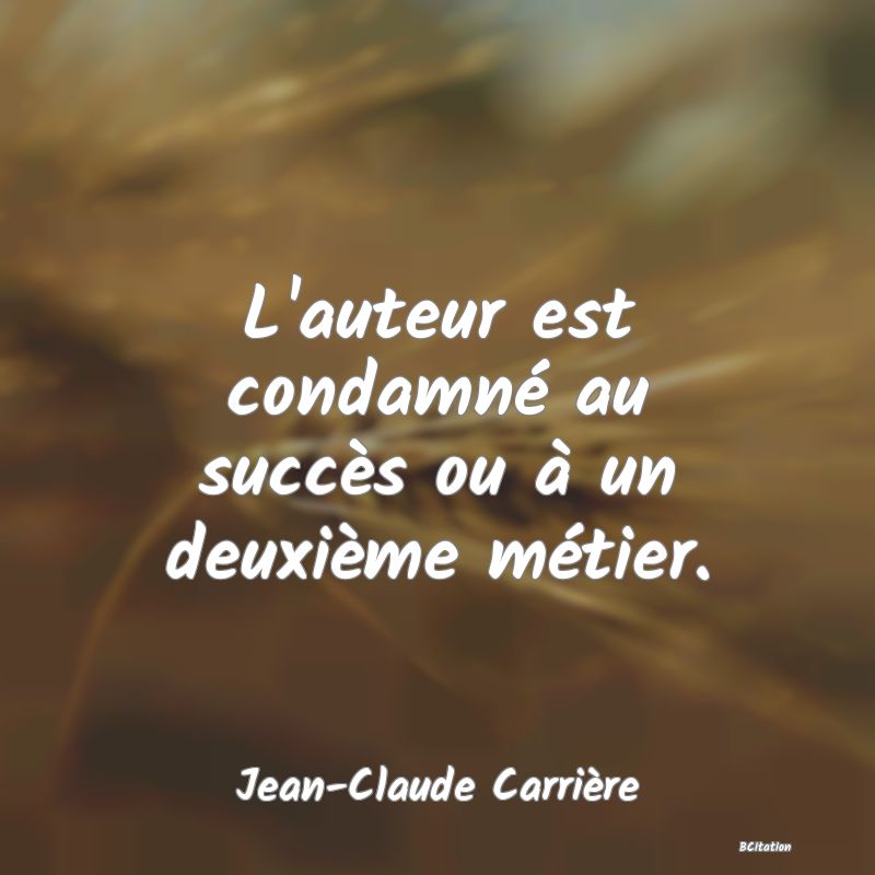 image de citation: L'auteur est condamné au succès ou à un deuxième métier.