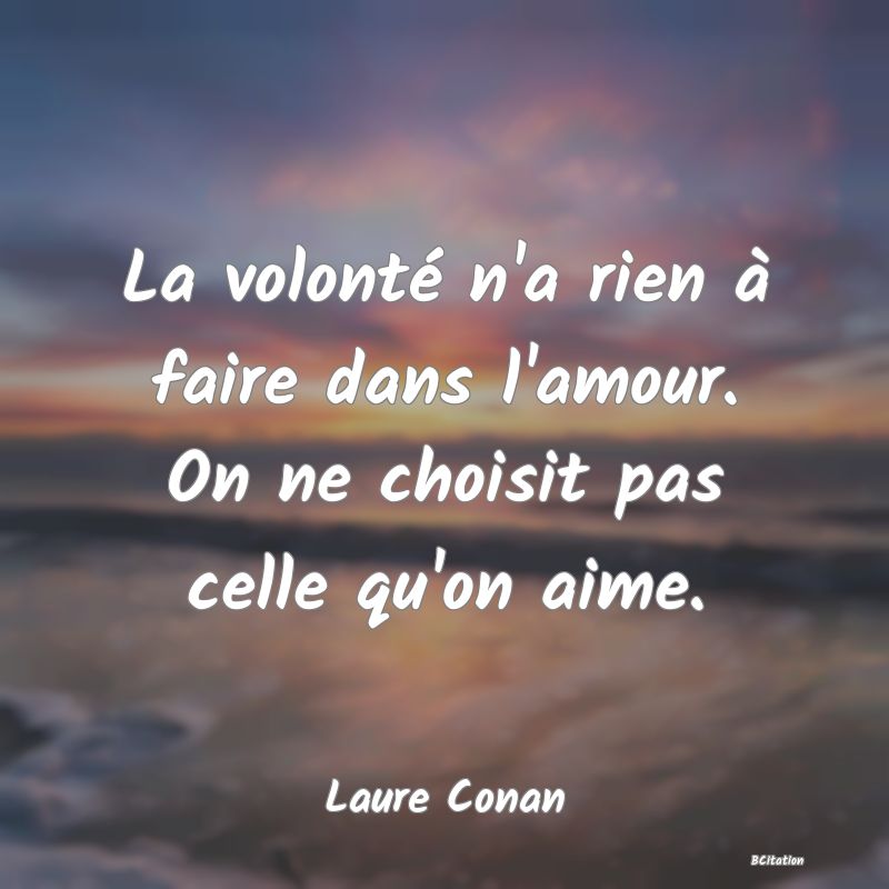 image de citation: La volonté n'a rien à faire dans l'amour. On ne choisit pas celle qu'on aime.