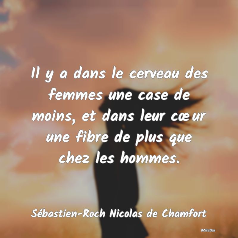 image de citation: Il y a dans le cerveau des femmes une case de moins, et dans leur cœur une fibre de plus que chez les hommes.