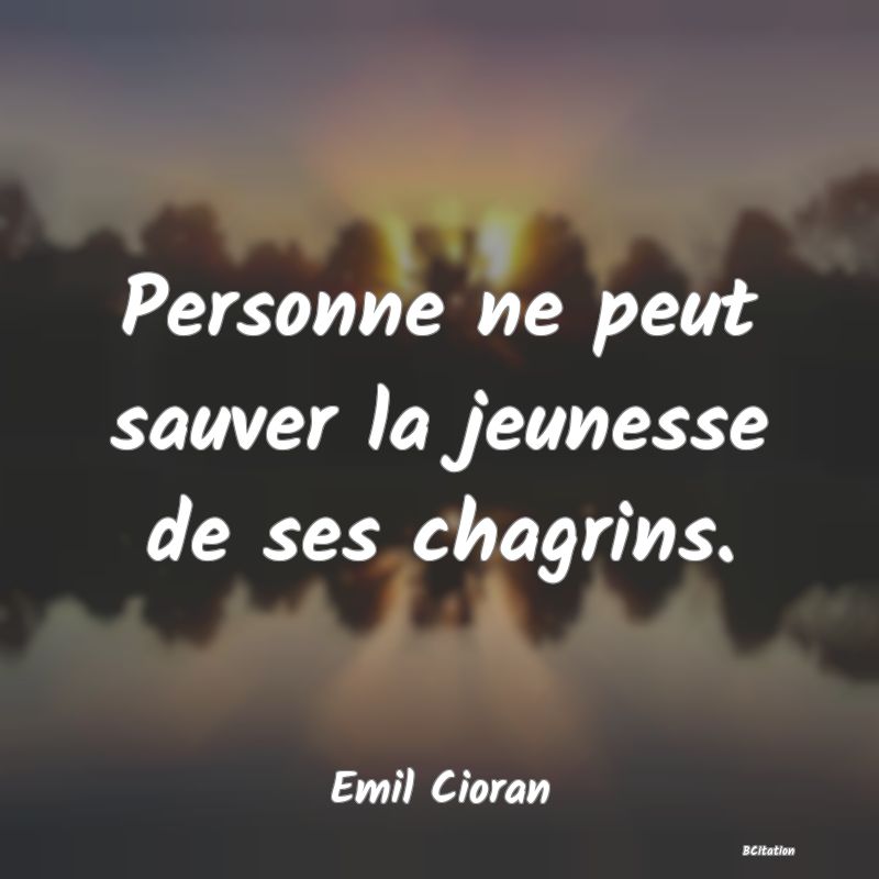 image de citation: Personne ne peut sauver la jeunesse de ses chagrins.