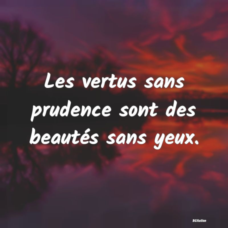 Belle Citation - Les vertus sans prudence sont des beautés sans yeux. - 