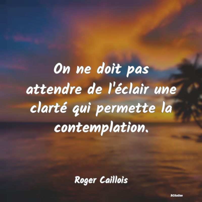 image de citation: On ne doit pas attendre de l'éclair une clarté qui permette la contemplation.