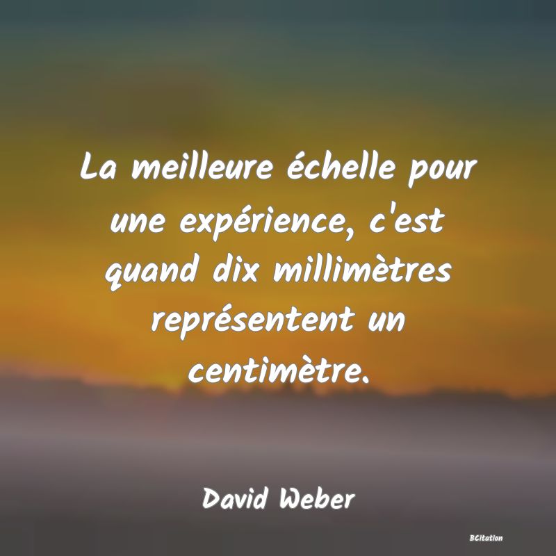 image de citation: La meilleure échelle pour une expérience, c'est quand dix millimètres représentent un centimètre.