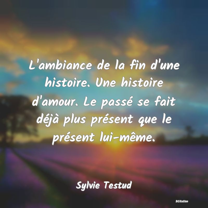 image de citation: L'ambiance de la fin d'une histoire. Une histoire d'amour. Le passé se fait déjà plus présent que le présent lui-même.