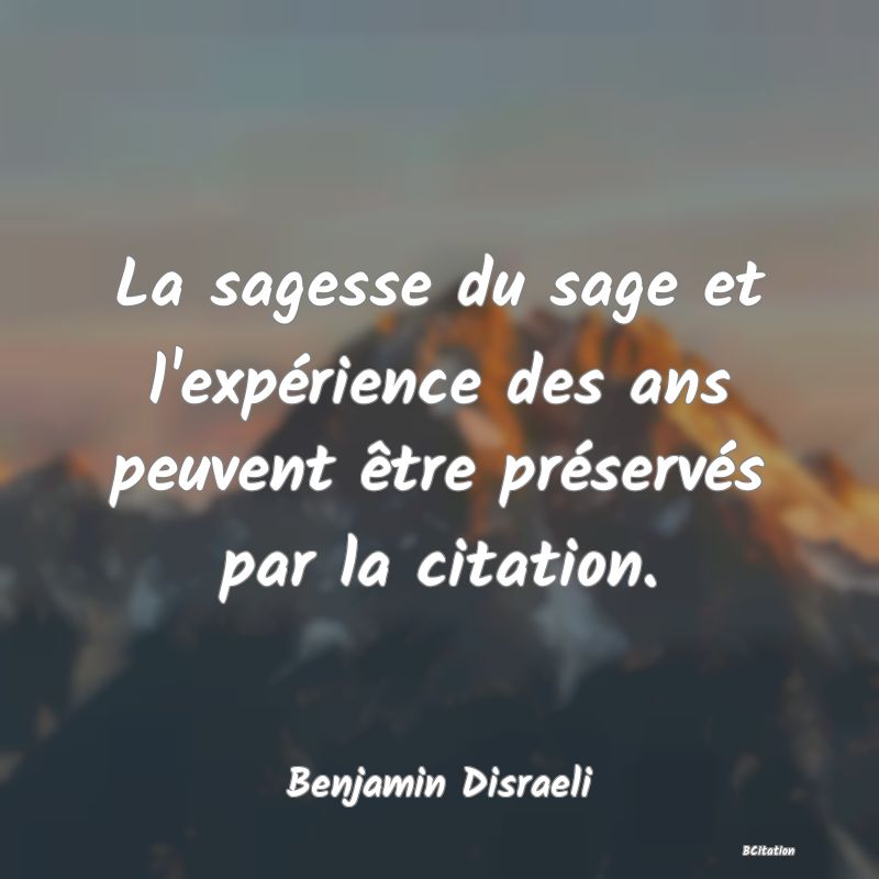 image de citation: La sagesse du sage et l'expérience des ans peuvent être préservés par la citation.