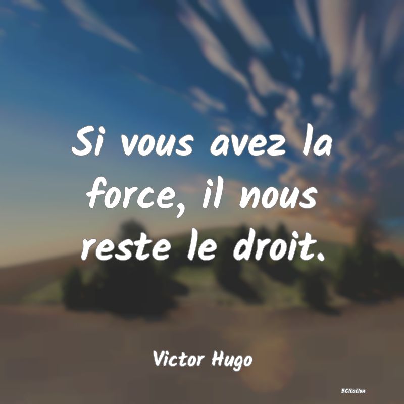 image de citation: Si vous avez la force, il nous reste le droit.