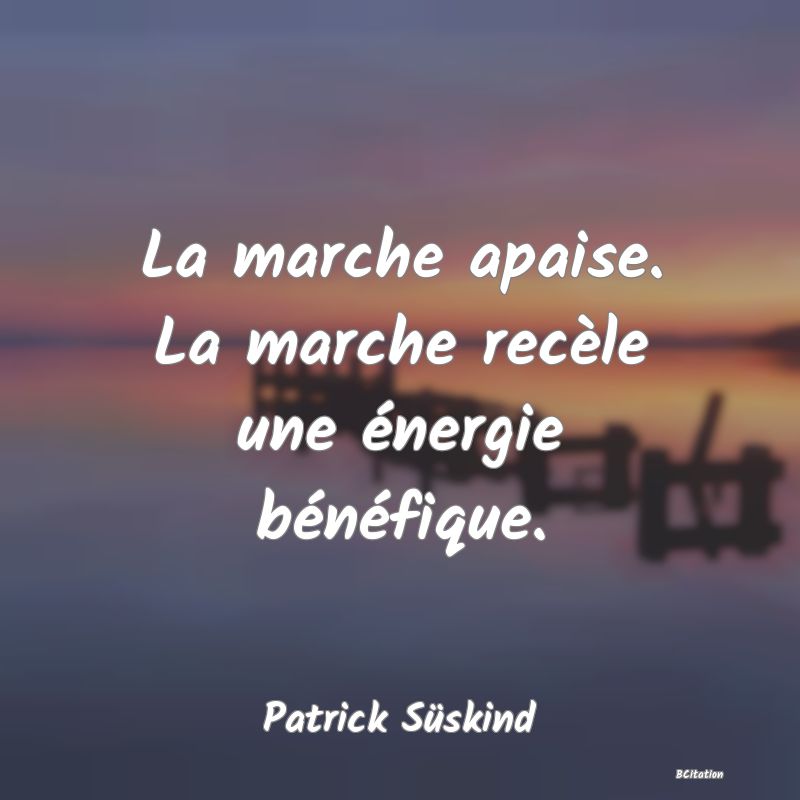 image de citation: La marche apaise. La marche recèle une énergie bénéfique.