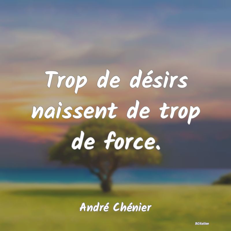 image de citation: Trop de désirs naissent de trop de force.