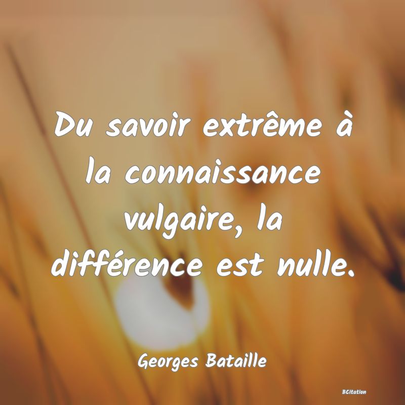 image de citation: Du savoir extrême à la connaissance vulgaire, la différence est nulle.