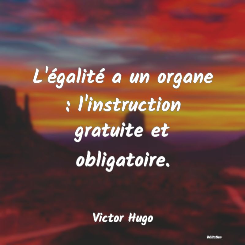 image de citation: L'égalité a un organe : l'instruction gratuite et obligatoire.