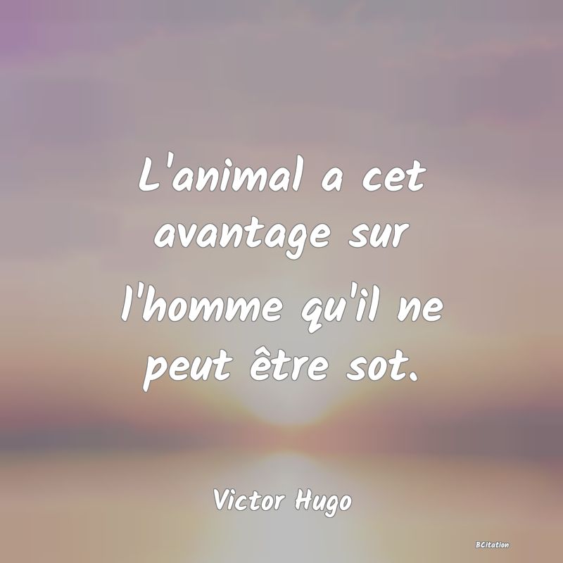 image de citation: L'animal a cet avantage sur l'homme qu'il ne peut être sot.