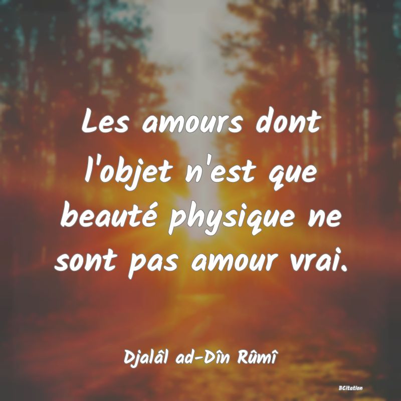 image de citation: Les amours dont l'objet n'est que beauté physique ne sont pas amour vrai.