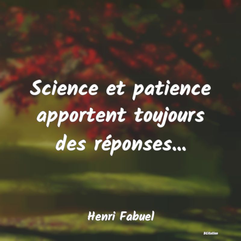 image de citation: Science et patience apportent toujours des réponses...