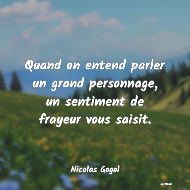 image de citation: Quand on entend parler un grand personnage, un sentiment de frayeur vous saisit.