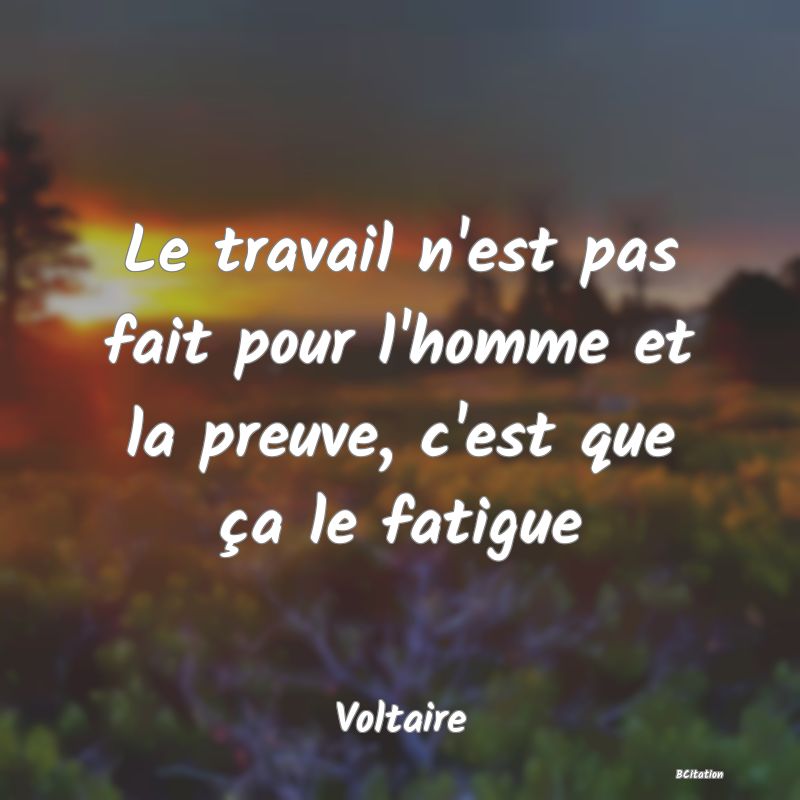 image de citation: Le travail n'est pas fait pour l'homme et la preuve, c'est que ça le fatigue