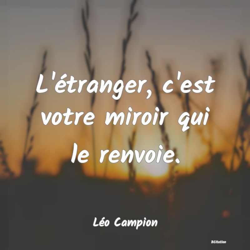 image de citation: L'étranger, c'est votre miroir qui le renvoie.