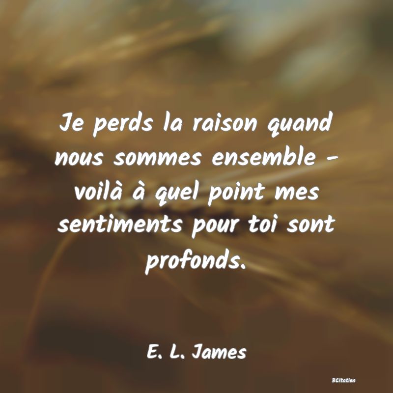 image de citation: Je perds la raison quand nous sommes ensemble - voilà à quel point mes sentiments pour toi sont profonds.