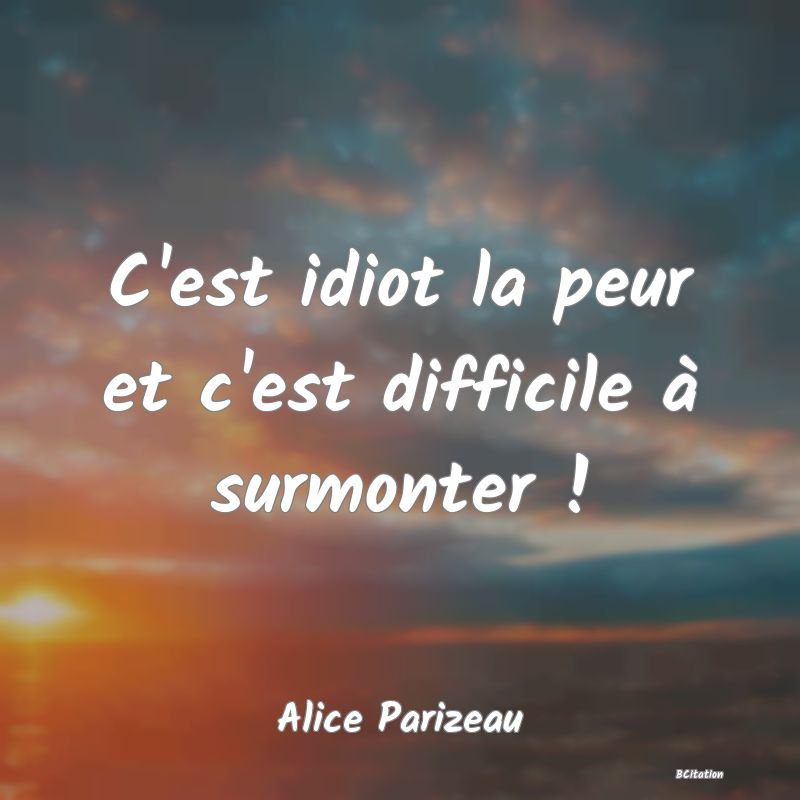 image de citation: C'est idiot la peur et c'est difficile à surmonter !