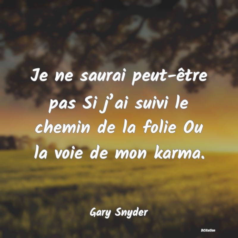 image de citation: Je ne saurai peut-être pas Si j’ai suivi le chemin de la folie Ou la voie de mon karma.