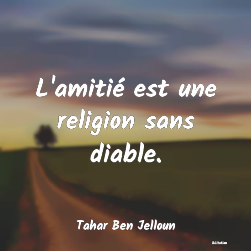 image de citation: L'amitié est une religion sans diable.