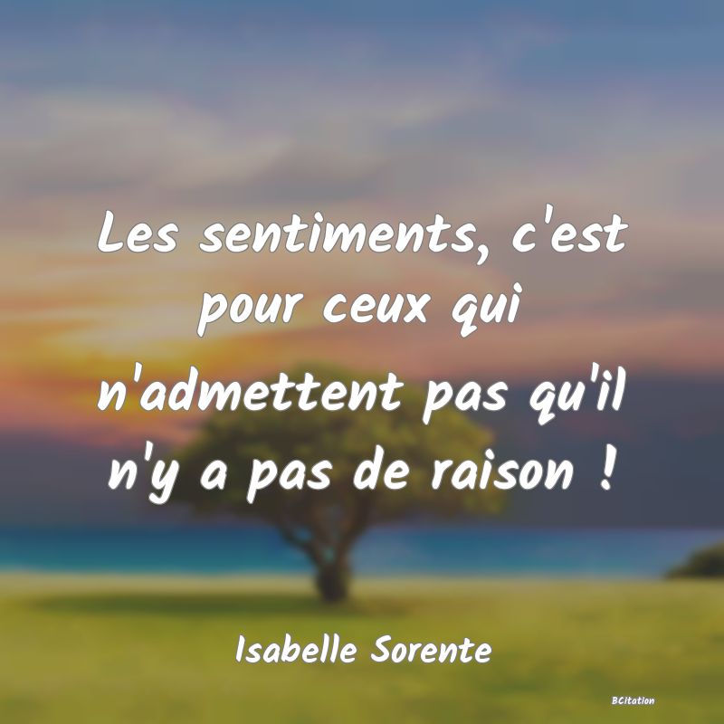 Belle Citation - Les sentiments, c'est pour ceux qui n'admettent pas qu'il n'y a pas de raison ! - Isabelle Sorente
