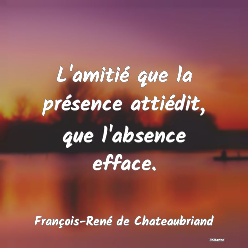 image de citation: L'amitié que la présence attiédit, que l'absence efface.