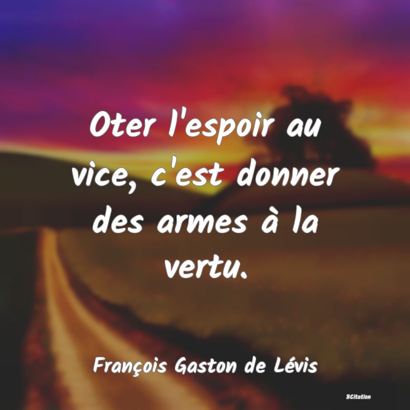 image de citation: Oter l'espoir au vice, c'est donner des armes à la vertu.