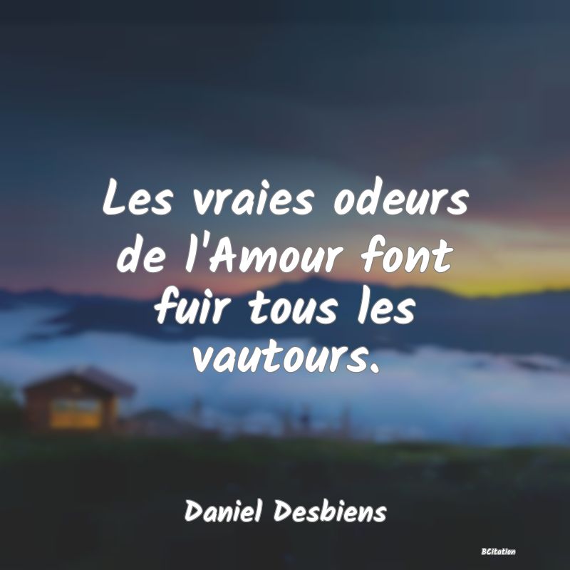 Belle Citation - Les vraies odeurs de l'Amour font fuir tous les vautours. - Daniel Desbiens
