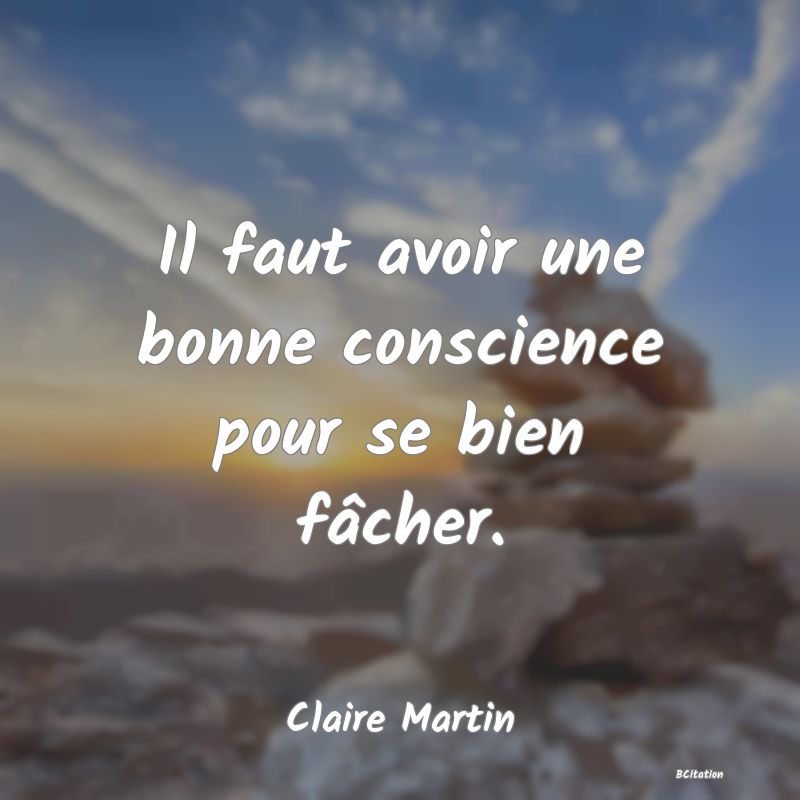 image de citation: Il faut avoir une bonne conscience pour se bien fâcher.