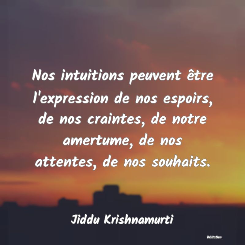 image de citation: Nos intuitions peuvent être l'expression de nos espoirs, de nos craintes, de notre amertume, de nos attentes, de nos souhaits.