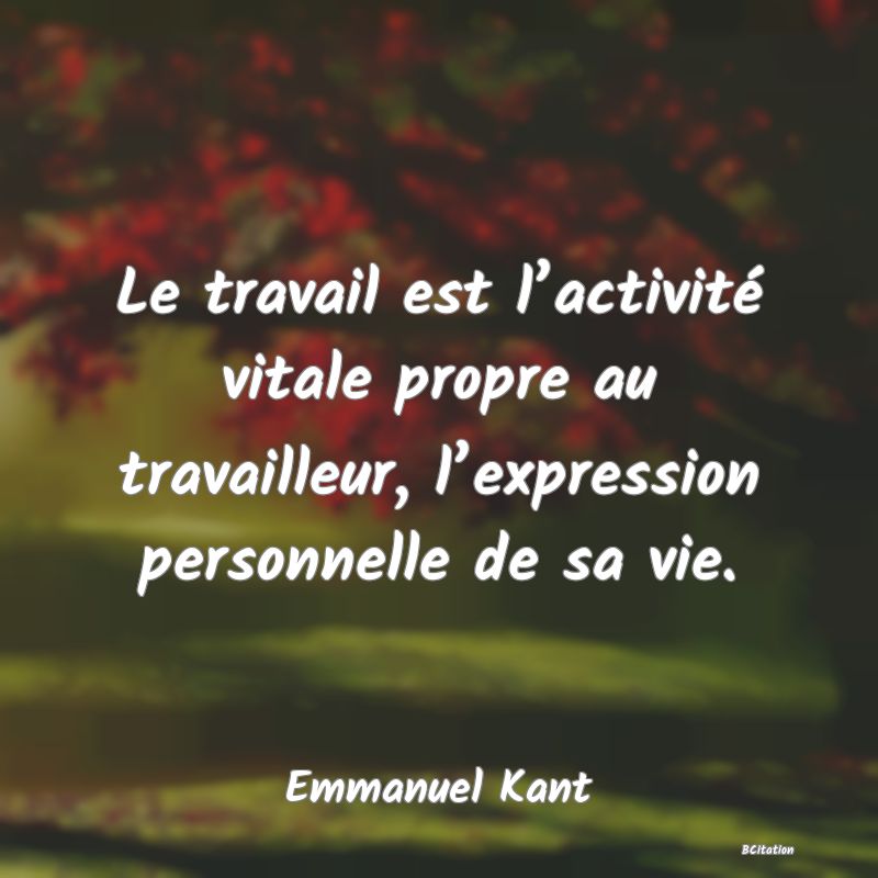 image de citation: Le travail est l’activité vitale propre au travailleur, l’expression personnelle de sa vie.