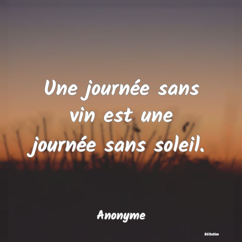 image de citation: Une journée sans vin est une journée sans soleil.