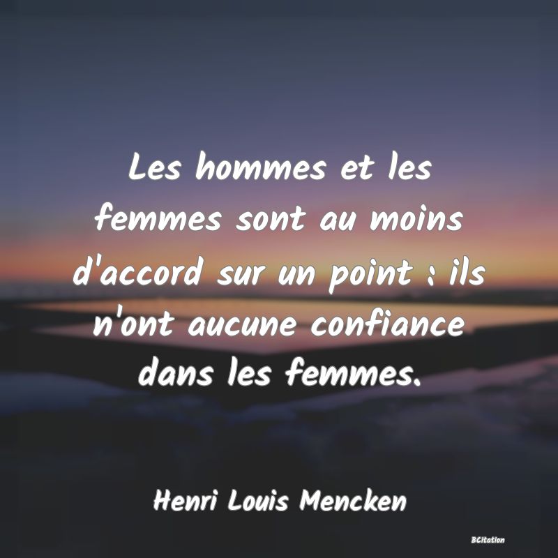 image de citation: Les hommes et les femmes sont au moins d'accord sur un point : ils n'ont aucune confiance dans les femmes.