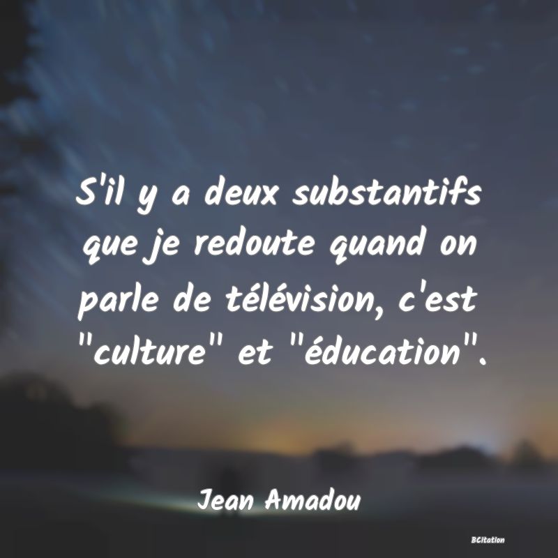 image de citation: S'il y a deux substantifs que je redoute quand on parle de télévision, c'est  culture  et  éducation .