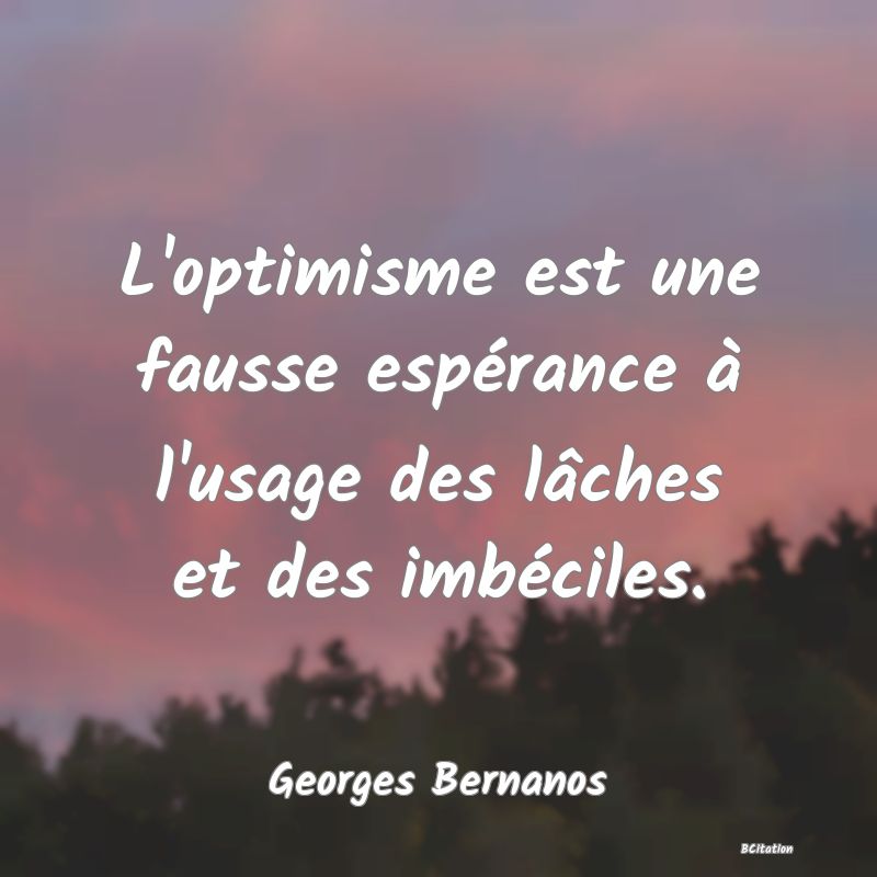 image de citation: L'optimisme est une fausse espérance à l'usage des lâches et des imbéciles.