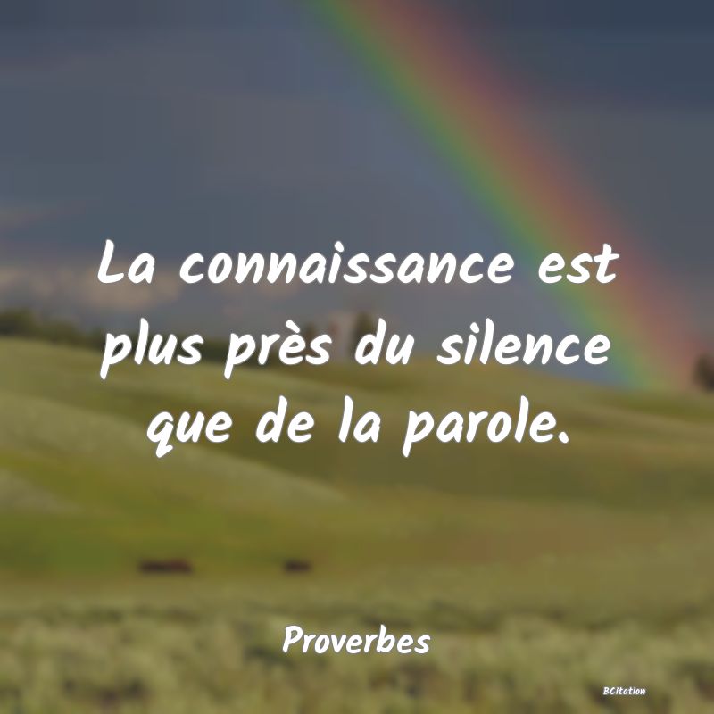 image de citation: La connaissance est plus près du silence que de la parole.