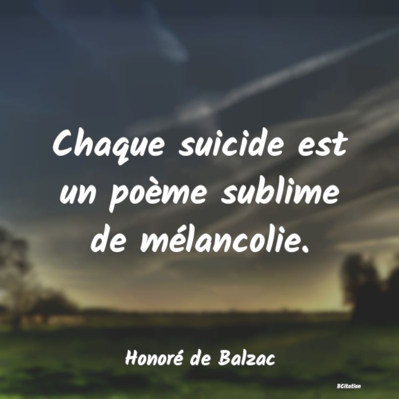 image de citation: Chaque suicide est un poème sublime de mélancolie.