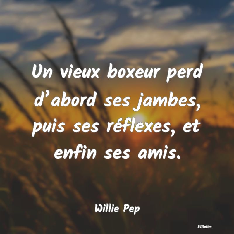 image de citation: Un vieux boxeur perd d’abord ses jambes, puis ses réflexes, et enfin ses amis.