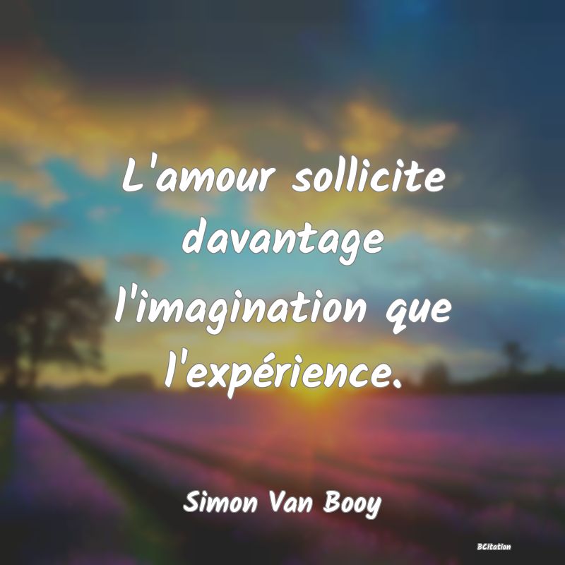 image de citation: L'amour sollicite davantage l'imagination que l'expérience.