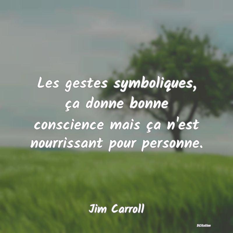 image de citation: Les gestes symboliques, ça donne bonne conscience mais ça n'est nourrissant pour personne.