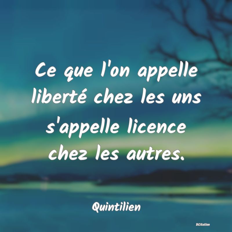 image de citation: Ce que l'on appelle liberté chez les uns s'appelle licence chez les autres.