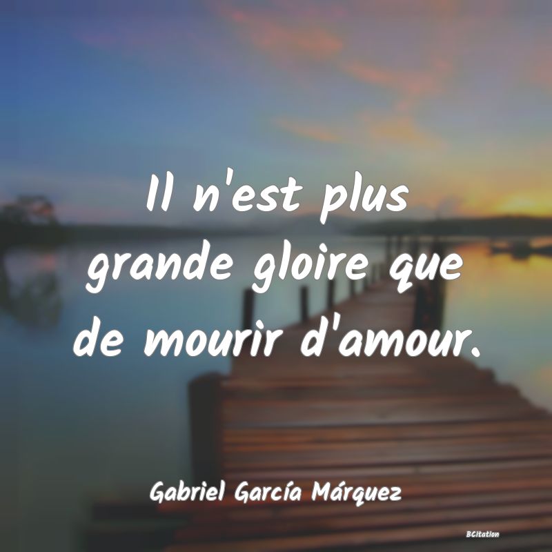 image de citation: Il n'est plus grande gloire que de mourir d'amour.