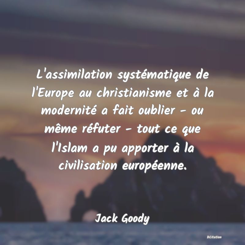 image de citation: L'assimilation systématique de l'Europe au christianisme et à la modernité a fait oublier - ou même réfuter - tout ce que l'Islam a pu apporter à la civilisation européenne.